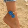 Golden Oil-Dripped Foot Chain Adjustable Beach Jewelry Simple Flower Pendant Anklet  Summer