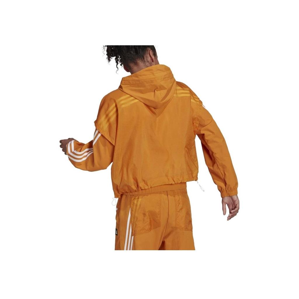 Adidas Essentials Series Striped Hooded Zip Jacket Women Daily Sports Casual Outerwear Yellow HA0813