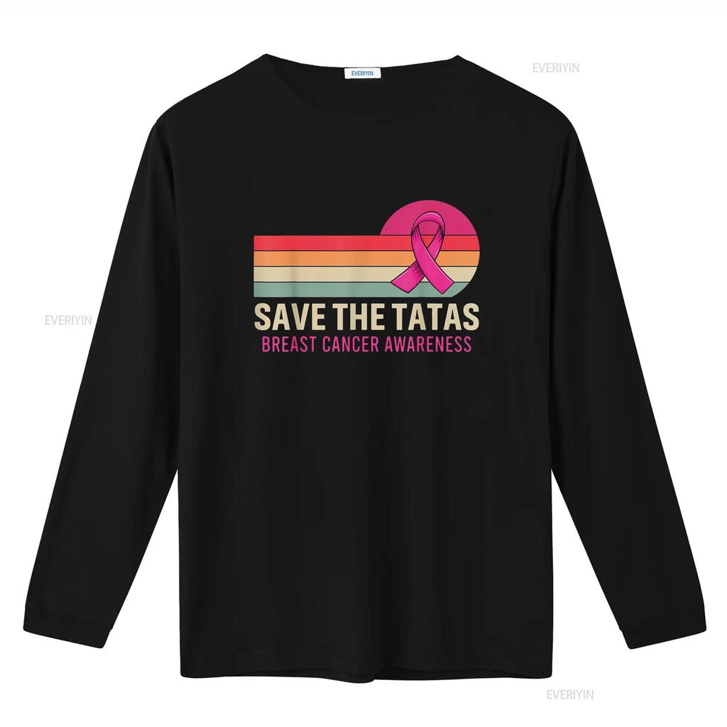 Womens Retro Vintage Save The Tatas Breast Cancer Awareness Ribbon T Shirt Black 2X Large vintage Washed Casual Breathable