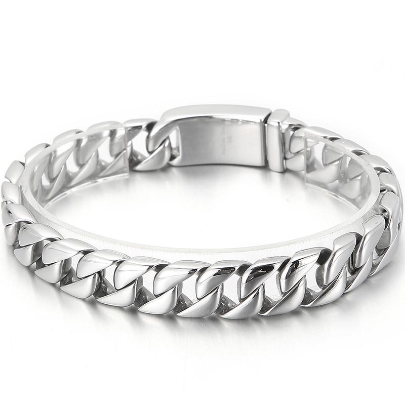 Pánský náramek 12 mm široký řetízek z nerezové oceli s přívěsky na ruku pro muže, vintage pánské šperky, doplňky