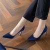 Women's Satin High Heels: Comfortable, Thin Heel, Pointed Toe, Blue, Spring-Autumn Style, Classy Work Shoes.