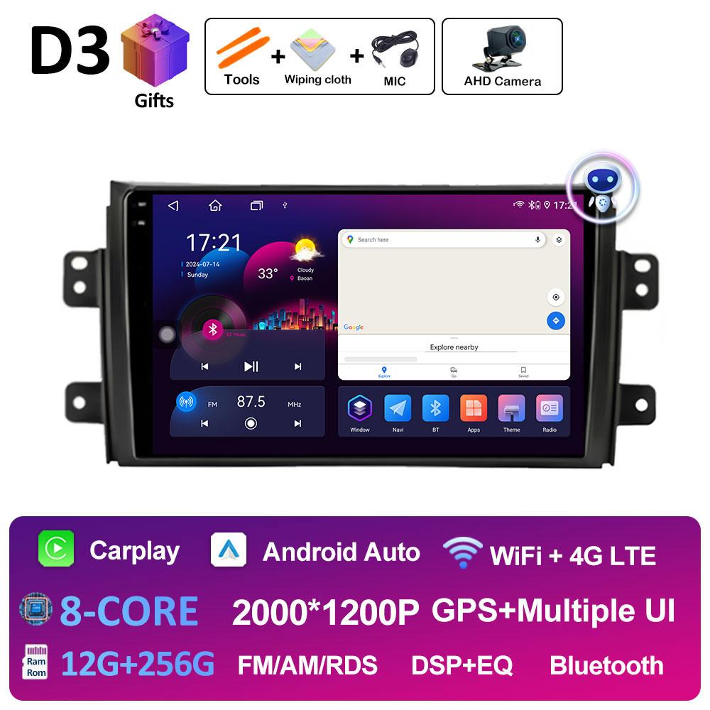 Wireless Carplay Android Intelligent System For Suzuki SX4 SX 4 2006 2007 2008 2009 - 2013 Bluetooth QLED IPS Screen Accessories