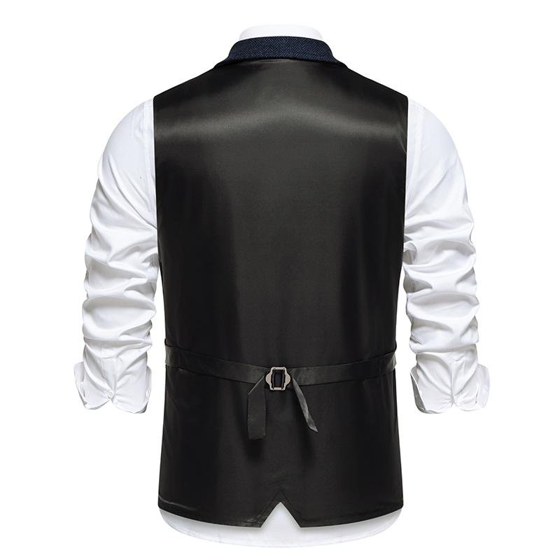 Herren Retro Tweed Stoff Jacquard Anzugweste Reverstaschen Ärmellos Einreihig Weste Slim Fit Casual Business Jacke