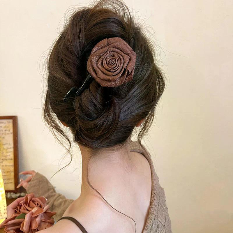 1pc Flower Beaded Straight Hair Clip Women Twist Hair Clip Shark Clip Back Of Head Hair Accessories
