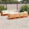9 Piece Garden Sofa Set with Cushions Wax Brown Pine Wood
