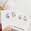 New Fashion Moon Rabbit Pearl Small Stud Earrings for Women Cute Animal Cat Moon Asymmetrical Earring Party Jewelry Gifts