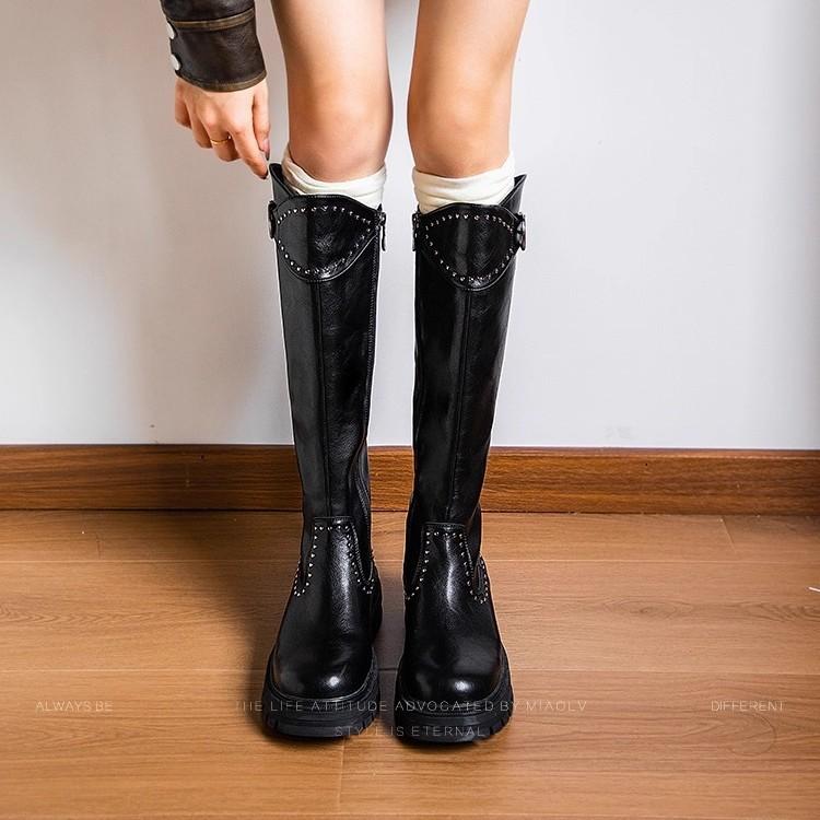 Pretty Concubine Punk Cyber Knee Boots Children Thin Long Boots High Boots Autumn and Winter Velvet Knight Boots