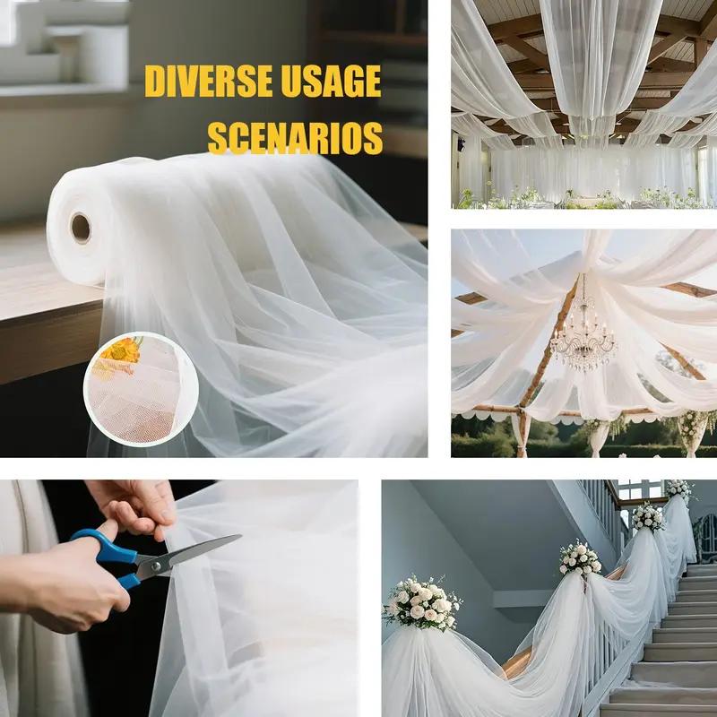 Tüllstoff DIY Deko Hochzeitsaccessoire XMS Party Event Transparenter Netzstoff Elegantes Material Tischläufer Stuhlschleifen Hintergrund