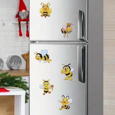 6Pcs Acrylic Animals Fridge Stickers Diamond Painting Refrigerator Magnet Diamond Painting Fridge Magnet for Fridge Whiteboards