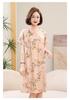 Summer Cotton Silk Knee-Length Floral Dress for Middle-Aged and Elderly Women - Short Sleeved, Lightweight, Plus Size, Loose Fit