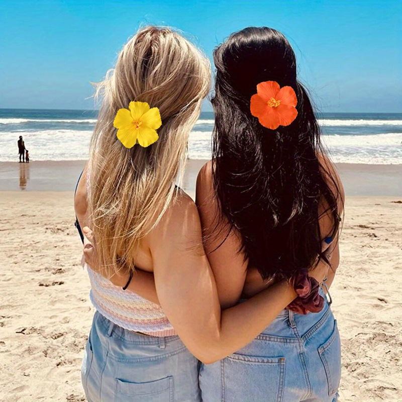 5Pcs Hawaiian Flower Hair Clip Summer Beach Birthday Party Wedding Decoration Artificial Egg Flowers Hairpin Accessories Women's Hair Accessories