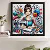 New Arrival 5D DIY Full Circle Diamond Painting "Comic Sewing Machine Woman" Embroidery Cross Stitch Home Decor Gift