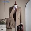 Men's Double-Breasted Tencel Wool Blend Suit Set