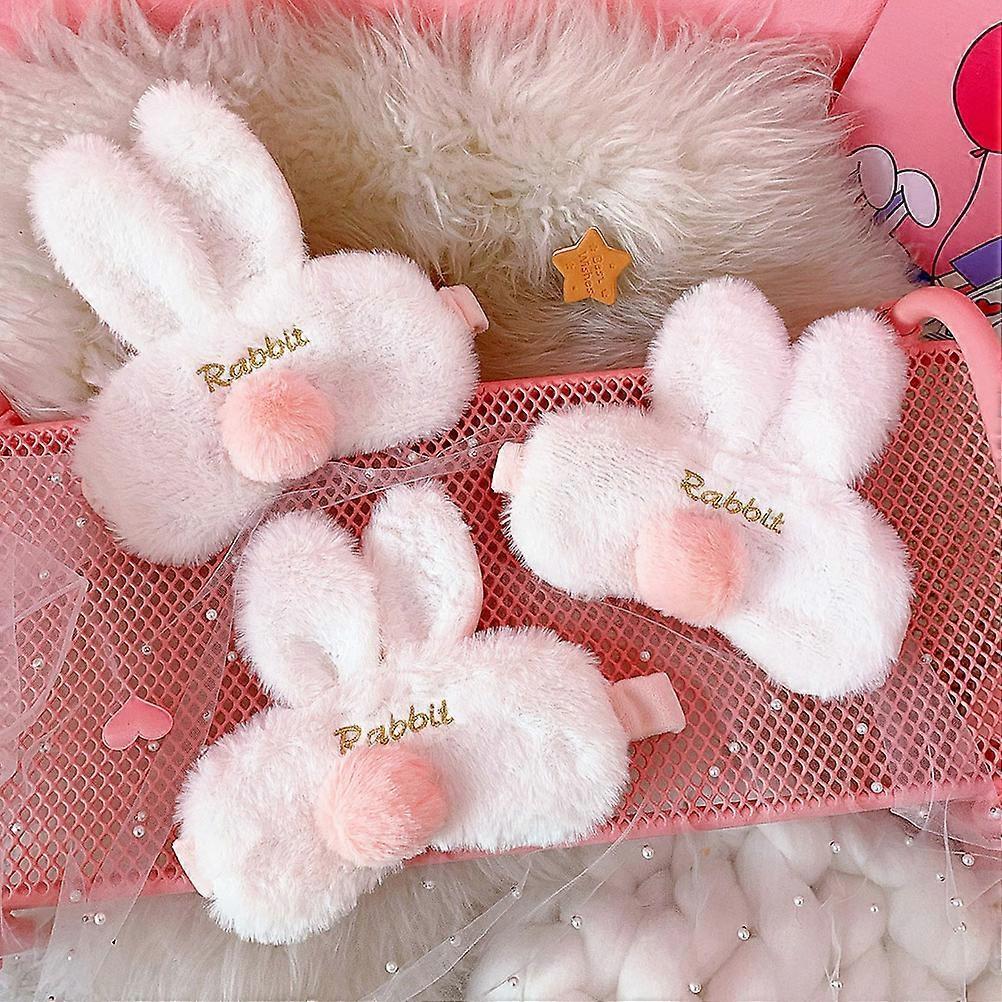 Shading Eyepatch Comfortable Plush Sleeping Mask 2Pcs with Rabbit Ears