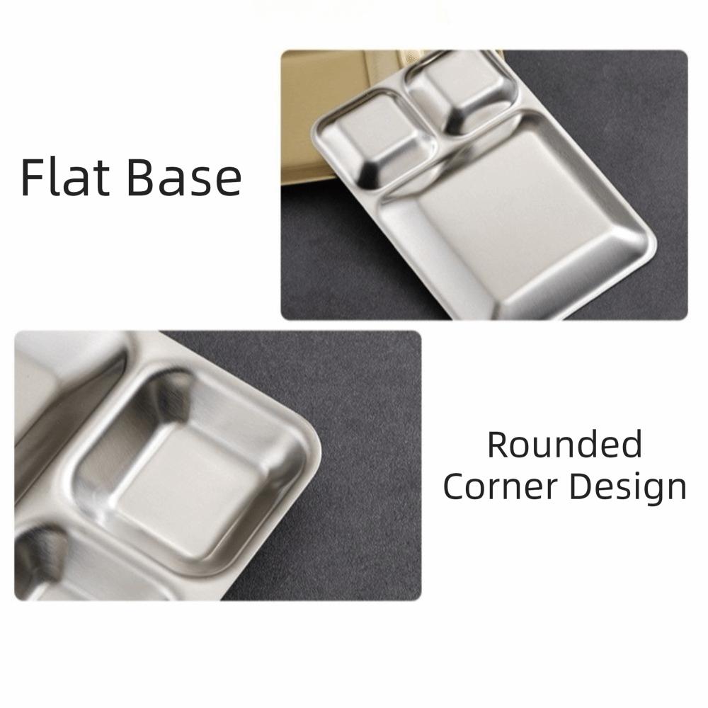 Stainless Steel Divided Dinner Tray Thickened Divided Dip Bowls Sauce Plate Snack Tray Tableware