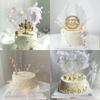 Angel Wing Feather Cake Toppers with Wire Heart String Lights