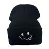 1pc Cute Expression Embroidered Knitted Hat Winter Warm And Versatile Couple Hats For Men And Women