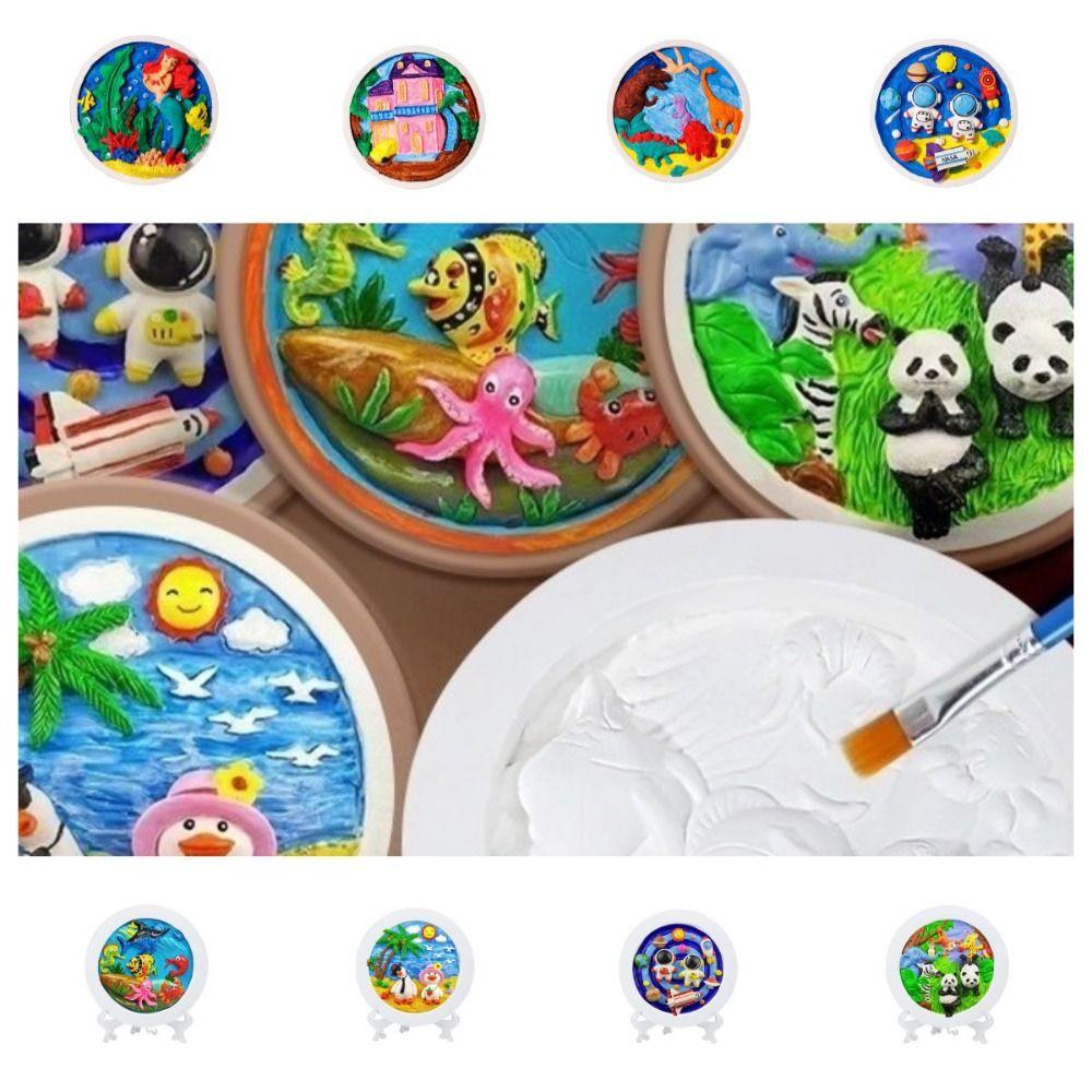 

Dinosaur Painting Crafts Paint Pigments Gypsum Ceramic Toys Painting Coloring Toy Girls S-A