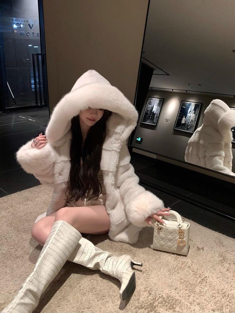 Iarnă nou palton gros din imitație ușoară de blană de vulpe palton lung auriu pentru femei palton de bumbac