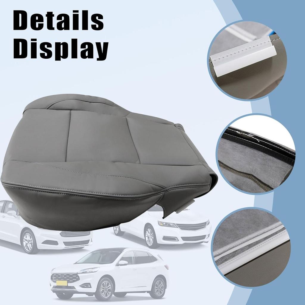 SecosAutoparts Driver Bottom Leather Replacement Seat Cover Gray Compatible with Nissan Titan LE XE 2005 2006 2007 2008 2009 2010 2011 2012 2013 2014