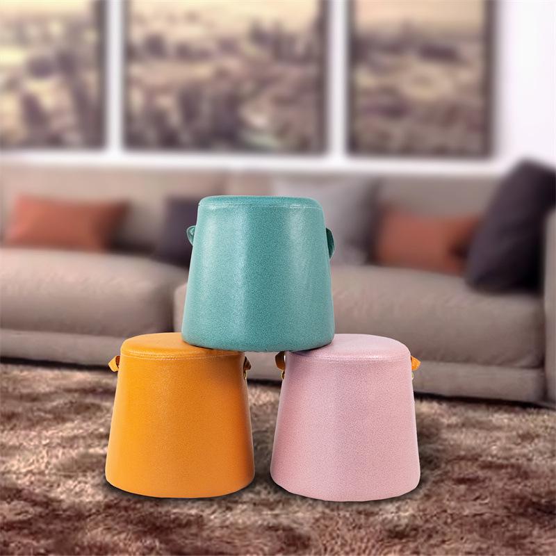 Houndstooth Ottoman: Luxury Solid Wood Low Stool for Living Room