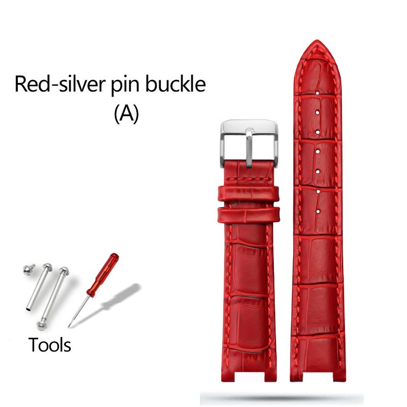 For Bao-ruo Watch Band 88105L/88103L/GG015 Genuine Leather Watchband Notched Bracelet Red Brown Black Fashion Strap Women 18mm