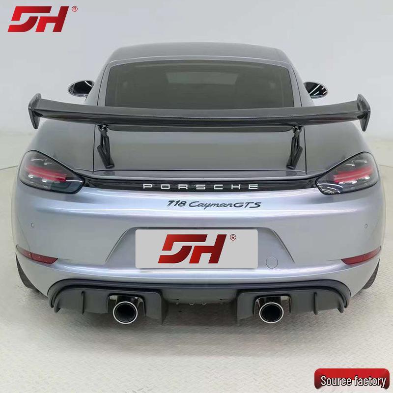 Carbon Fiber GT4 Rear Wing for Porsche 718 (2017-2025) - Easy Non-Destructive Installation, High-Quality Dry Carbon Fiber.