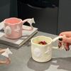 French Relief Butterfly Ceramic Mug Thickened Handle, High-end Water Cup Underglaze Color Craft Coffee Mug,Birthday Gift Tea Cup