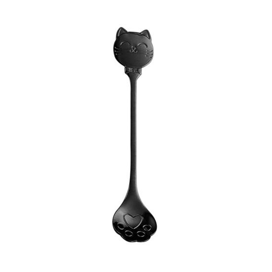 Cat Coffee Spoon, Stainless Steel Cat Paw Claw Teaspoon, Multi-Color Electroplated Stirring Spoon, for Ice Cream Yogurt Dessert