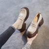 Fashion 7.5CM Genuine Leather Shoes Cow Thick Soled Women Moccasins Mary Jane British Platform Wedge Comfy Rubber Slip On Spring Summer