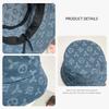 Shade Pattern Print Folding Face Small Washed Denim Bucket Hat