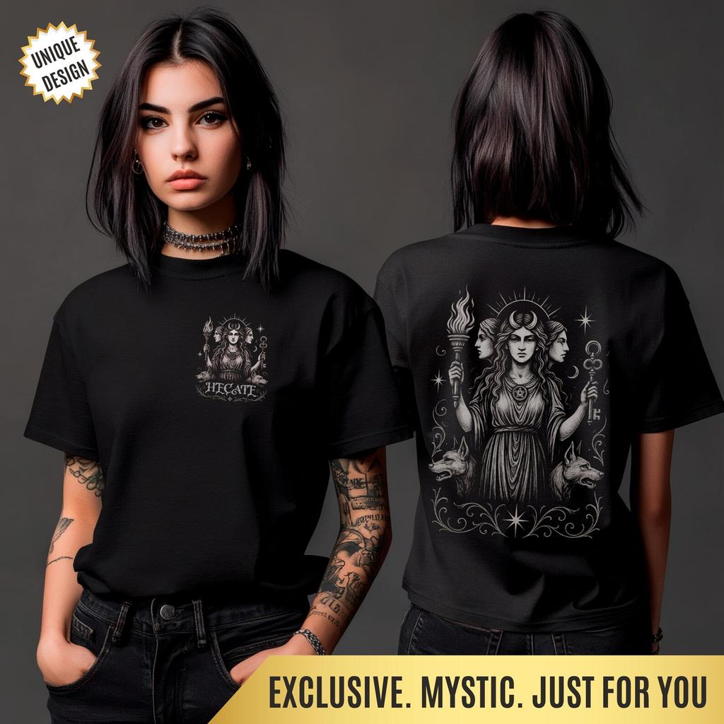Hecate Gothic Witchcore T-Shirt Triple Goddess Tee Gift for Her, Pagan Dark Feminine Shirt | Occult Gift for Witches & Mystic Women Top