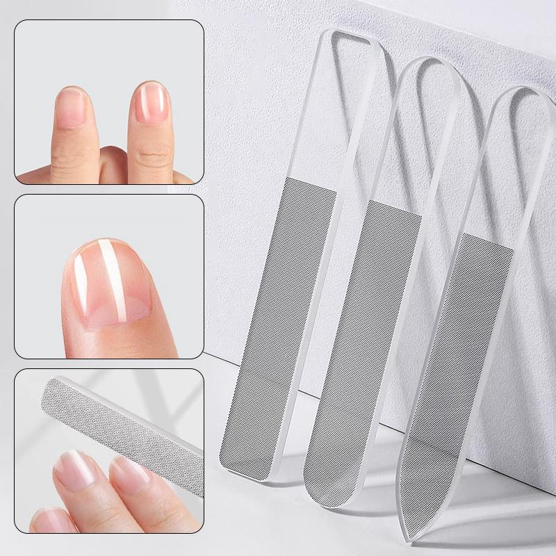 1/3Pcs Durable Nano Glass File Nail Art File Buffing Transparent Sanding Polishing Manicure Professional Nail Accessories Tool