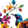 Hummingbird Bloom Metal Wall Art Colorful Floral Bird Wall Decor Iron Hanging Sculpture for Outdoor Indoor Garden Patio Fence Wall Decoration
