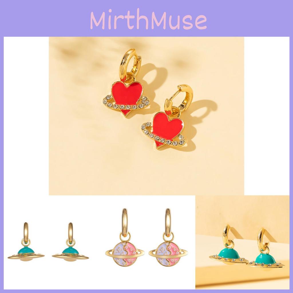 Stylish Summer 2022 Alloy Heart And Planet Earrings For Trendy Fashion Lovers