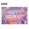 Birthday Celebration Banner Happy Backdrop, Party Photo Background Cloth for Celebration, Decorative Bunting Flag Decor Kids Women, Supplies