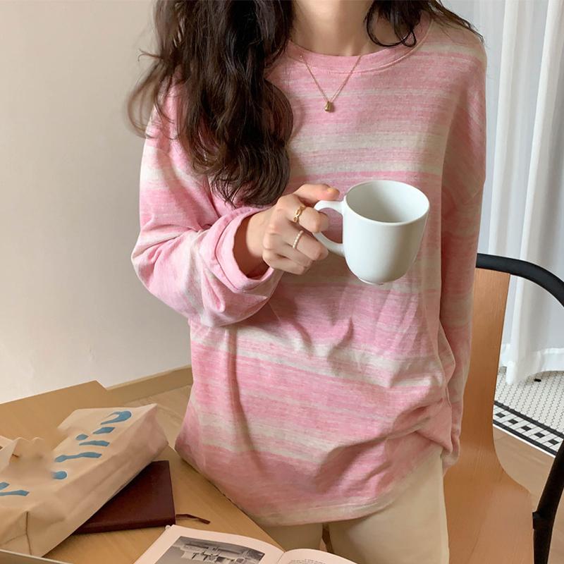 Bluza damska, cienka, luźna, z długim rękawem, modny sweter w paski