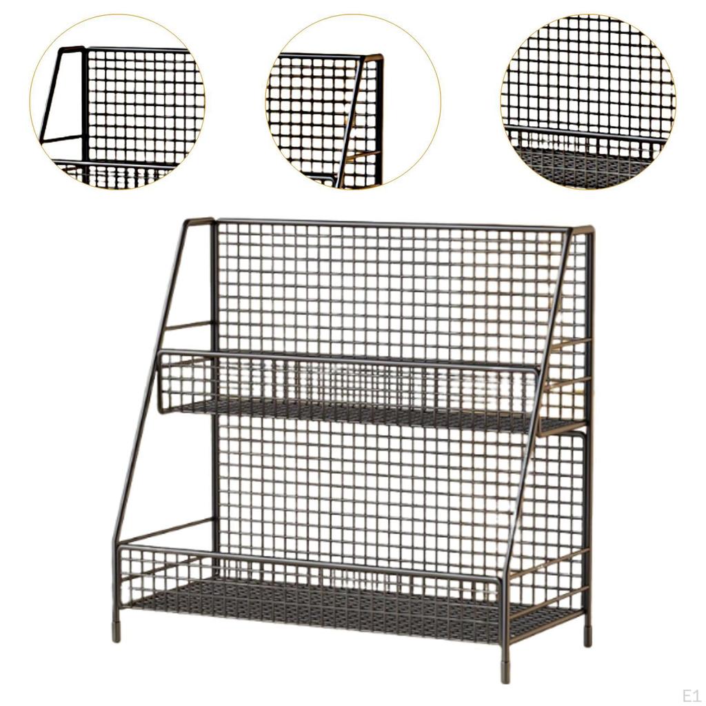 2 Tier Kitchen Counter Shelf Seasoning Rack Multifunctional Perfume Cups Mugs Drying