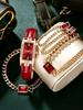 5-piece Luxury Retro Square Watch Set, Rose Diamond, PU Leather Strap, Elegant Style, Complete and Exquisite Watch Set