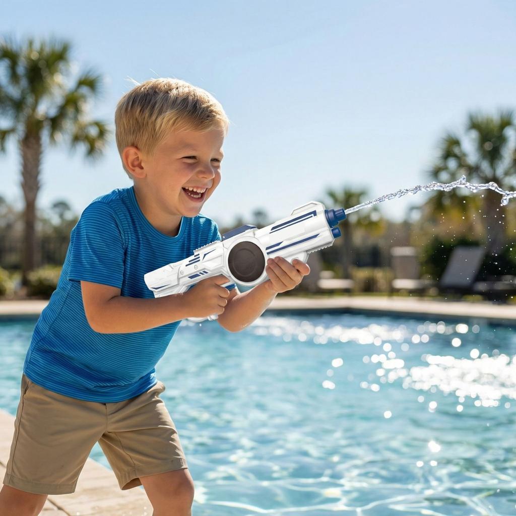 Electric Continuous Fire Water Toys, Automatic Water Suction, Powerful Water Spray, High Pressure Water Toy.