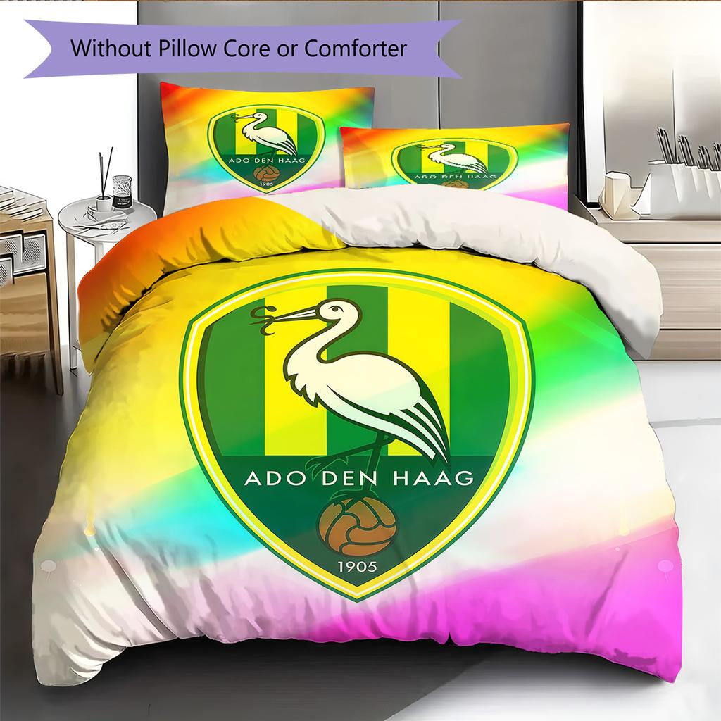 ADO Den Haag Pattern Bedding Quilt Set Home Decoration Gift (1 * Duvet Cover + 2 * Pillowcase Without Core)