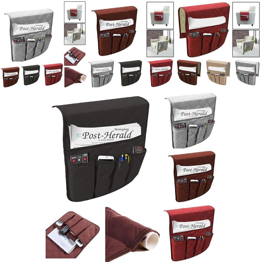 Multifunctional 5 Pocket Sofa Chair Arm Rest Organiser Tray For Clutter-free Living