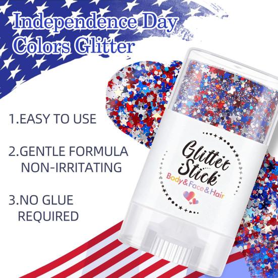 Independence Day Body Patriotic USA Glitter Stick Face Hair Flag Glitter Accessories Sparkling
