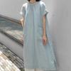 Elegant Japanese-French Plus Size Summer Dress with Pockets