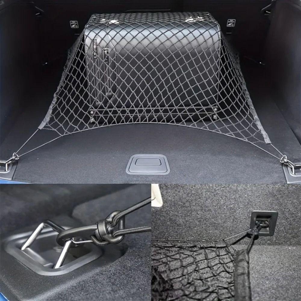 Adjustable Trunk Storage Net Double Layer Luggage Mesh Net Car Mesh Storage Bag  Back Rear Seat