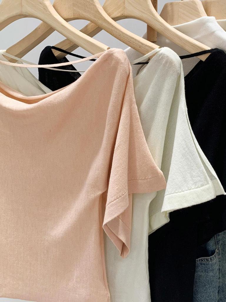 Korean-Style One-Shoulder Batwing Sleeve Summer Top for Women - 2026 Collection