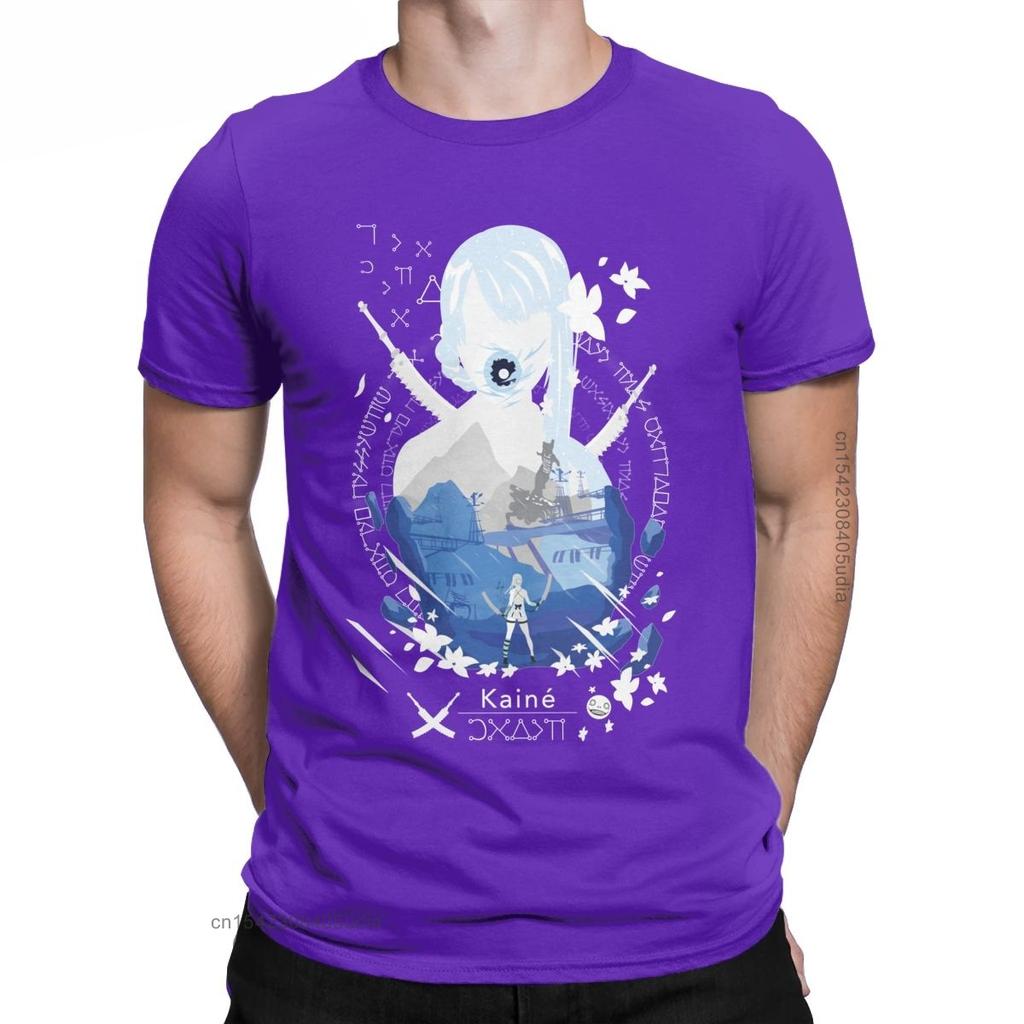 Kaine T-Shirt Men Nier Replicant Automata Game Funny Cotton Tees Vintage Oversized T Shirt Camisa Streetwear