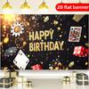2D flat banner modern minimalist style birthday party banner designed with poker dice pattern party decoration background clot