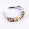 Handmade Sponge Dried Flower Headband Rhinestone Flower Hair Band  For Women Girl