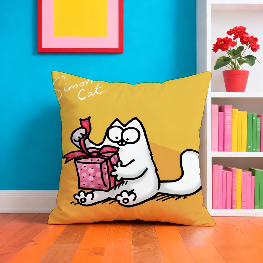 Heiß-Cartoon S-Simons-Katze Kissenbezug Plüschstoff Weich Zweiseitig Bedruckt Sofa Warm Winter Heimgeschenk Kissenhülle